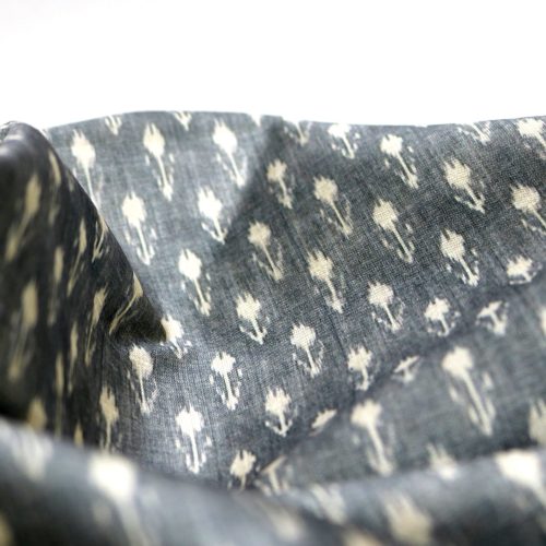 White Ajrak Flower Printed Fabrics - Polyester, Tusser Silk 108 CM