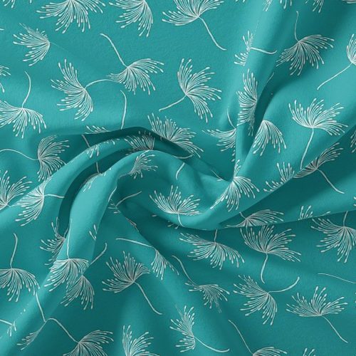 White Floating Flower Digital Printed Fabric - Polyester, Weightless 110 CM
