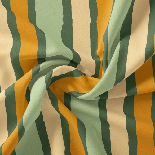 Yellow Green Stripes Digital Printed Fabric - Polyester, Weightless 110 CM