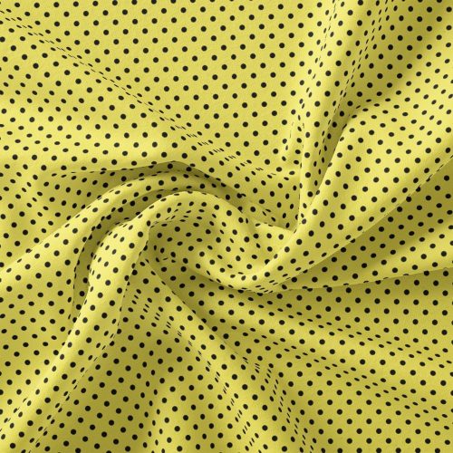 Yellow Polka Dot Digital Printed Fabric - Polyester, Weightless 110 CM